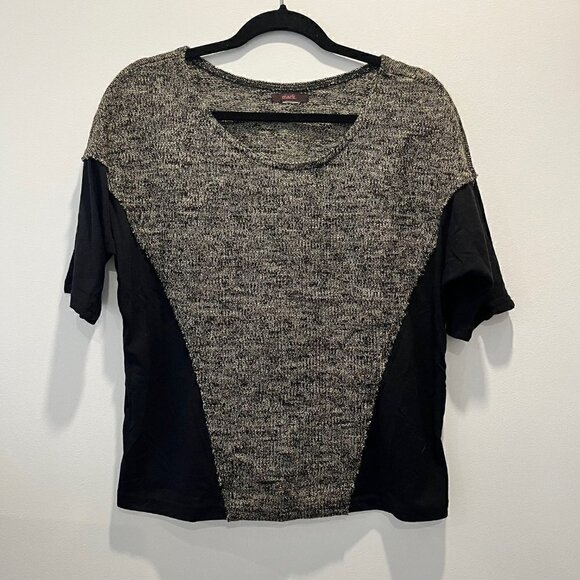 Vintage Mark Gold Black Rib Knit Dolman Sleeve Sparkly Jersey Knit Crew Neck Top - Picture 3 of 6